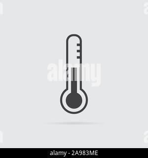 Thermometersymbol im flachen Stil auf grauem Hintergrund. Für ihr Design, Logo. Vector Illustration. Stock Vektor
