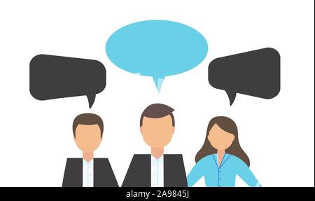 Menschen Symbole mit Dialog Sprechblasen. Neue kreative Projekte Konzept. Vektor Stock Vektor