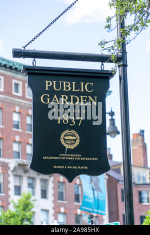 Zeichen Public Garden Gegrundet 1837 Am Eingang Zum Boston Public
