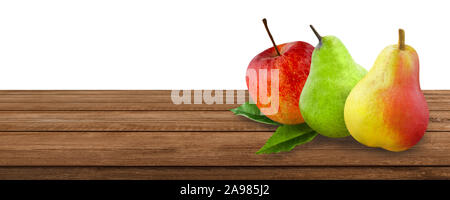 Birnen und Äpfel Hintergrund Stockfoto