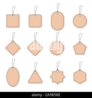 Der Verkauf tags oder Etiketten isoliert. Vector Illustration. Leere shopping Labels in verschiedenen Formen. Papier Rabatt tags Stock Vektor