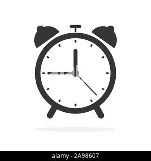 Symbol Wecker-Vektor. Schwarze Erinnerung Symbol isoliert. Symbol Clock in flacher Stil Stock Vektor