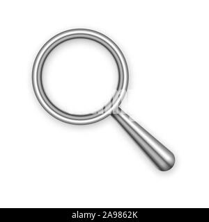 Metallische Lupensymbol isoliert. Vector Illustration. Suche Web-Symbol. Lupe Symbol Stock Vektor