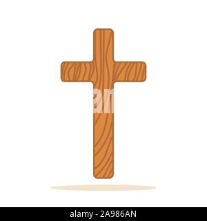 Holz- christliche Kreuz. Kirche Kreuz isoliert. Abstrakte religion Vektor Symbol Stock Vektor