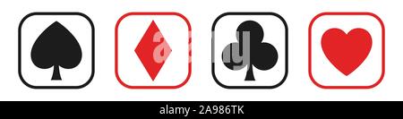 Vektor Karten Zeichen. Satz von Symbolen Playing Card Casino. Flache Vector Icons isoliert Stock Vektor