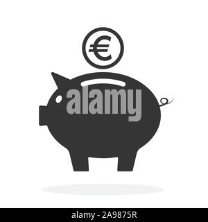 Vektor piggy Bank Symbol. Schwarz piggy Bank Symbol. Flache Symbol isoliert. Geld sparen Konzept Stock Vektor