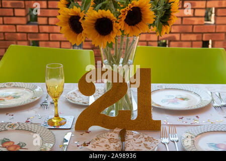 Tabelle Einstellung für einen 21. Geburtstag Feier Stockfoto