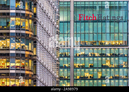 Fitch Ratings globale HQ London - die Fitch Ratings Turm in Canary Wharf London Stockfoto