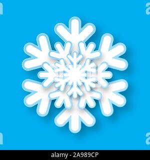 Vektor origami Snowflake. Papier Schneeflocke isoliert. Weihnachten Papier schneiden Schneeflocke mit Schatten. Stock Vektor