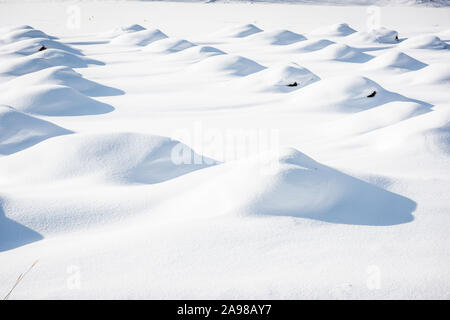 Schnee Dünen auf Nutzpflanzen in Biei, Hokkaido, Japan während der Wintersaison. Stockfoto