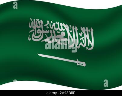 Schöne Flagge des Königreichs Saudi-Arabien. Die ursprünglichen Farben und Proportionen. Einfach Vektor eps Abbildung 10, aus Ländern Flag gesetzt. Stock Vektor