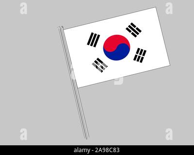 Wunderschöne Nationalflagge der Republik Südkorea. Die ursprünglichen Farben und Proportionen. Einfach Vektor eps Abbildung 10, aus Ländern Flag gesetzt. Stock Vektor