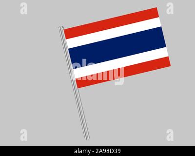 Schöne Flagge des Königreichs Thailand, original Farben und Proportionen. Einfach Vektor eps Abbildung 10, aus Ländern Flag gesetzt. Stock Vektor