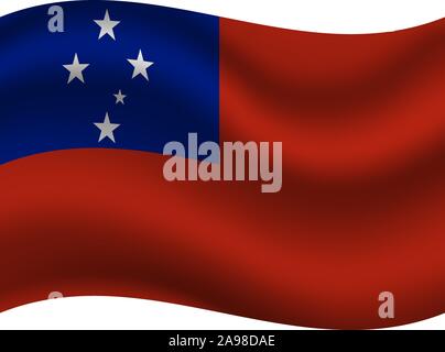 Wunderschöne Nationalflagge von Unabhängigen Staat Samoa. Die ursprünglichen Farben und Proportionen. Einfach Vektor eps Abbildung 10, aus Ländern Flag gesetzt. Stock Vektor