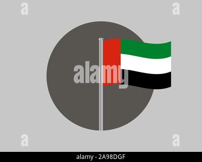 Schöne Flagge der Vereinigten Arabischen Emirate, die ursprünglichen Farben und Proportionen. Einfach Vektor eps Abbildung 10, aus Ländern Flag gesetzt. Stock Vektor