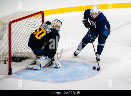 Stanley Cup - St. Louis Blues begrüsste die Fans mit einer Praxis an Ihrer Ausbildungsstätte in Maryland Heights Samstag, Sept. 14, 2019. Stockfoto