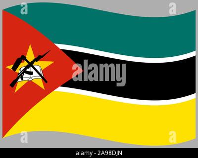 Die Flagge der Republik Mosambik. Die ursprünglichen Farben und Proportionen. Einfach Vektor eps Abbildung 10, aus Ländern Flag gesetzt. Stock Vektor