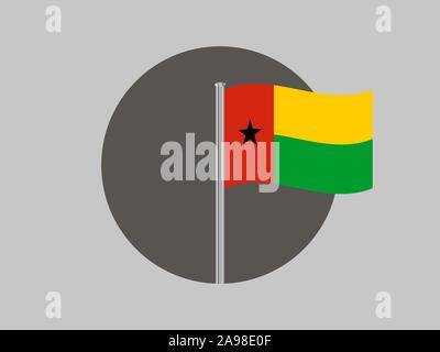 Die Flagge der Republik Guinea-Bissau. Die ursprünglichen Farben und Proportionen. Einfach Vektor eps Abbildung 10, aus Ländern Flag gesetzt. Stock Vektor