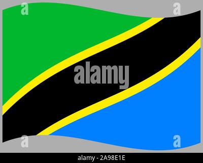 Wunderschöne Nationalflagge der Vereinigten Republik Tansania, die ursprünglichen Farben und Proportionen. Einfach Vektor eps Abbildung 10, aus Ländern Flag gesetzt. Stock Vektor