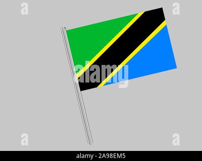 Wunderschöne Nationalflagge der Vereinigten Republik Tansania, die ursprünglichen Farben und Proportionen. Einfach Vektor eps Abbildung 10, aus Ländern Flag gesetzt. Stock Vektor