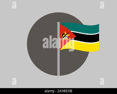 Die Flagge der Republik Mosambik. Die ursprünglichen Farben und Proportionen. Einfach Vektor eps Abbildung 10, aus Ländern Flag gesetzt. Stock Vektor