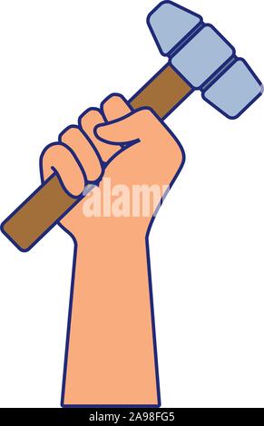 Hand einen Hammer, flache Bauweise Stock Vektor