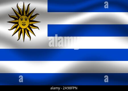 Wunderschöne Nationalflagge der Republik Uruguay, die ursprünglichen Farben und Proportionen. Einfach Vektor eps Abbildung 10, aus Ländern Flag gesetzt. Stock Vektor