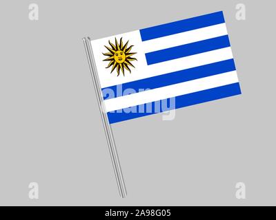 Wunderschöne Nationalflagge der Republik Uruguay, die ursprünglichen Farben und Proportionen. Einfach Vektor eps Abbildung 10, aus Ländern Flag gesetzt. Stock Vektor