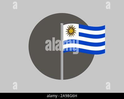 Wunderschöne Nationalflagge der Republik Uruguay, die ursprünglichen Farben und Proportionen. Einfach Vektor eps Abbildung 10, aus Ländern Flag gesetzt. Stock Vektor