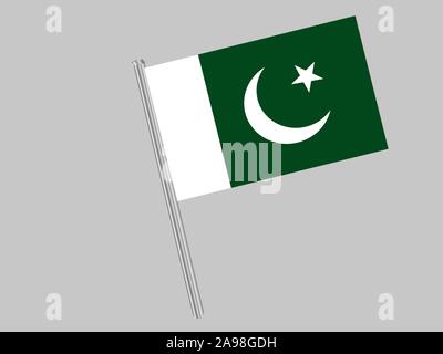 Schöne Flagge der Islamischen Republik Pakistan. Die ursprünglichen Farben und Proportionen. Einfach Vektor eps Abbildung 10, aus Ländern Flag gesetzt. Stock Vektor