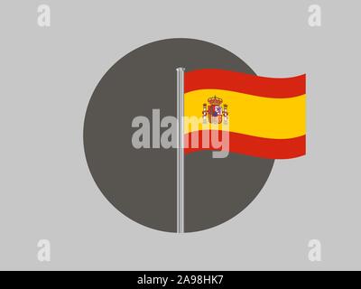 Schöne Flagge des Königreichs Spanien. Die ursprünglichen Farben und Proportionen. Einfach Vektor eps Abbildung 10, aus Ländern Flag gesetzt. Stock Vektor