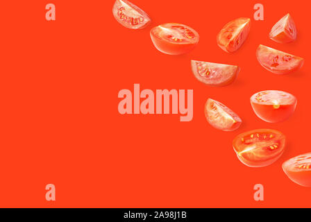 Muster der frische reife Gemüse auf Farbe, Textur isoliert Stockfoto