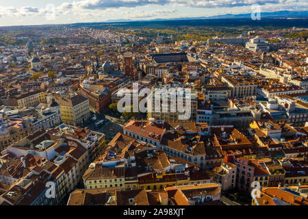 Antenne einschliesslich der Plaza Mayor, Madrid, Spanien Stockfoto