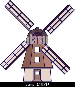 Mühle icon image, flache Bauform Stock Vektor