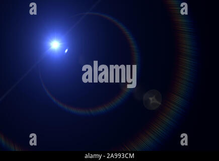 Isolierte bokeh auf schwarzem Hintergrund. Overlays, Overlay, leichten Übergang, Effekte Sonnenlicht, Lens Flare, Schein auf schwarzen Hintergrund für Design isoliert Stockfoto