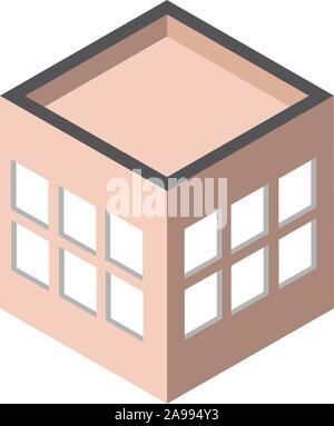 Block windows Dach Gebäude isometrische Stil Vector Illustration Stock Vektor