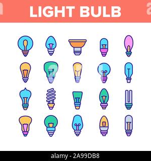 Glühlampe Sammlung Elemente Icons Set Vector Stock Vektor