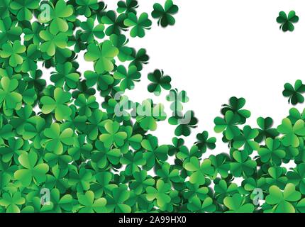 Saint Patricks Day Hintergrund mit gesprüht grünen Klee Blätter oder Shamrocks Stock Vektor