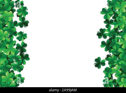 Saint Patricks Day Hintergrund mit gesprüht grünen Klee Blätter oder Shamrocks Stock Vektor