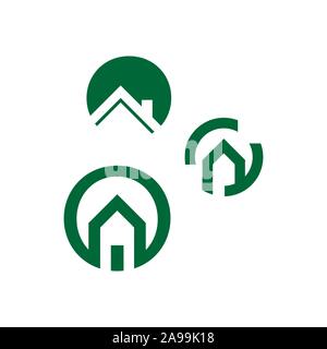Einfache flache Stile Kreis Symbol House logo Vector Illustration Design Stock Vektor