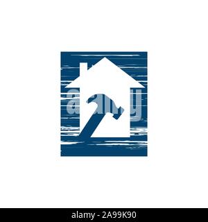 Home Reparatur Logo. Kreative Heimat und Hammer Werkzeuge für Bau Konzept. Vector Illustration.eps 10. Stock Vektor