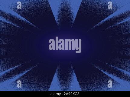 Dotwork Sonnenstrahlen Karte mit gepunktet Punkte in Vintage oder grungy tattoo Retro Stil Stock Vektor