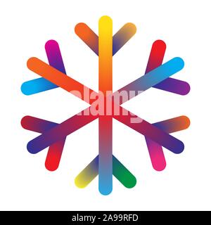 Schneeflocken-symbol isoliert. Bunte vektor Schneeflocken-symbol. Abstrakte Schneeflocke Stock Vektor