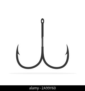 Angeln Haken icon-Vektor. Angeln mit Widerhaken haken Symbol isoliert. Schwarz angeln Haken Symbol. Stock Vektor