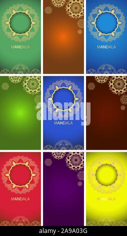 Hintergrund Vorlage mit Mandala designs Abbildung Stock Vektor