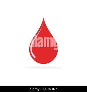 Vektor drop Symbol. Rote Blutstropfen Symbol isoliert. Tropfen Blut Zeichen in flacher Ausführung Spenden. Stock Vektor