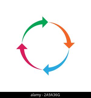 Kreis Pfeil. Laden Sie das Symbol Abwärtspfeil isoliert. Farbe aktualisieren Vektorpfeil. Kreis Pfeil für Infografik Stock Vektor
