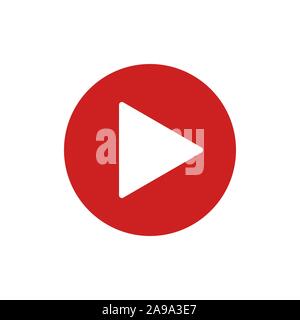 Vektor Symbol Wiedergeben. Rote Taste Play isoliert. Play-Taste im flachen Stil. Stock Vektor