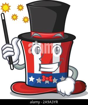 Uncle Sam hat mit dem Magier Charakter Stock Vektor
