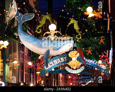 Carnaby Street Weihnachtsbeleuchtung 2019 Stockfoto